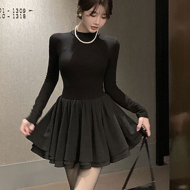 besteffie 여성용 반폴라넥 미니원피스 가을 겨울신상 하이웨이스트 긴팔 원피스 고급스러운 스타일 K39 besteffie 여성용 반폴라넥 미니원피스 가을 겨울신상 하이웨이스트 긴팔 원피스 고급스러운 스타일 K39