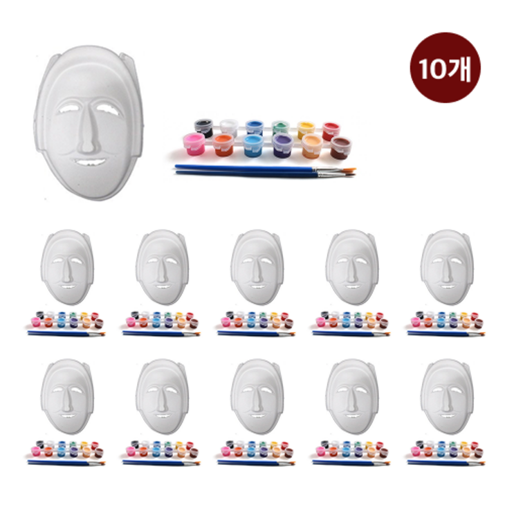 다온홈 종이탈 종이가면 전통탈 만들기 물감 키트, 10개, 부네탈
