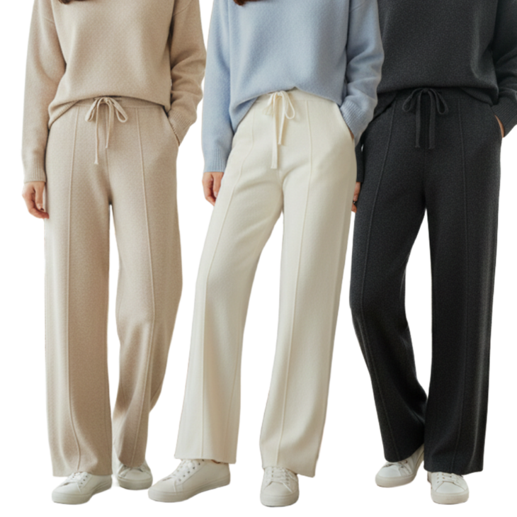 메종코랄 여성 울 니트 와이드 밴딩 트레이닝 팬츠