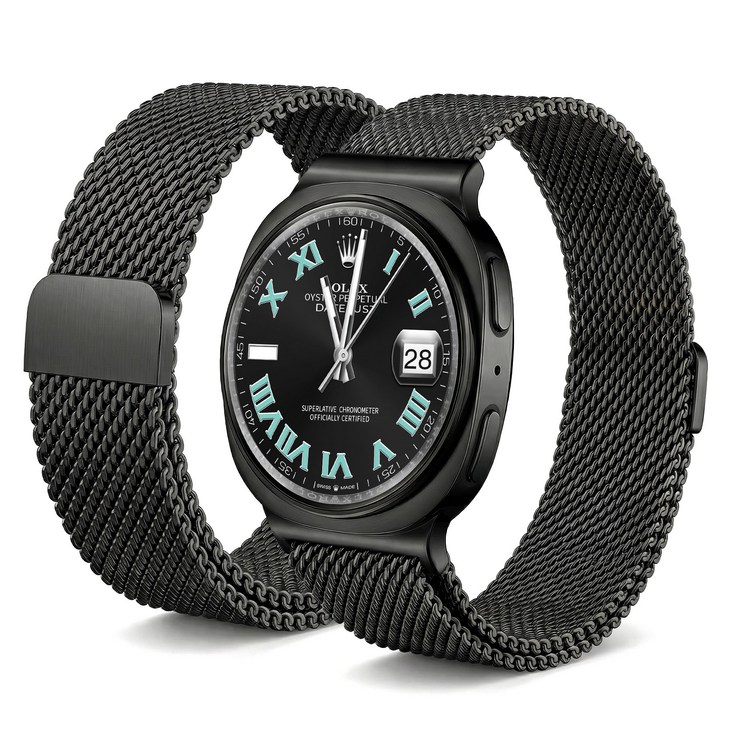 캘릭스 갤럭시워치 호환 밀레니즈 메탈 밴드 스트랩, 1개, 블랙