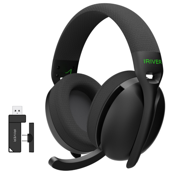 아이리버 초경량 노이즈캔슬링 가상7.1채널 유무선 게이밍 헤드셋 LightFit WGH3 C타입수신기, 블랙, WGH3
