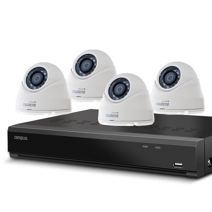 캠플러스 200만화소 돔 CCTV 카메라 실내용 4p 4채널 녹화기 세트