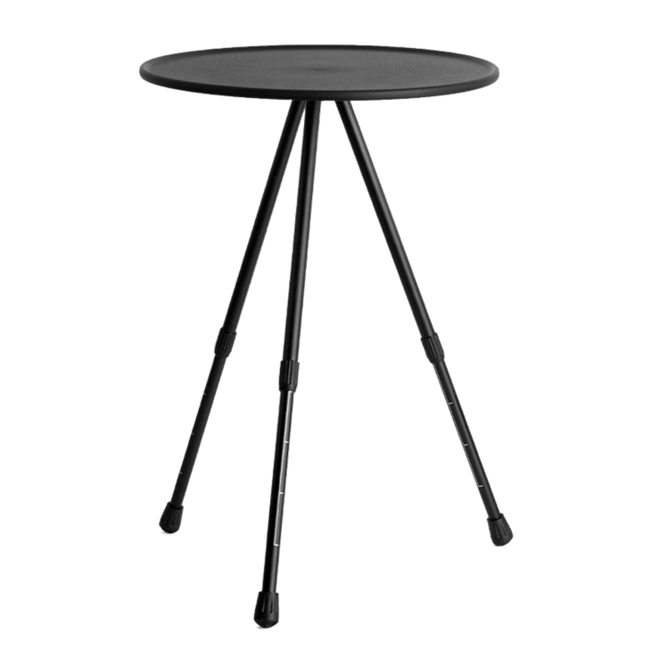 아재방 캠핑 원형 높이조절 사이드 테이블, 블랙
