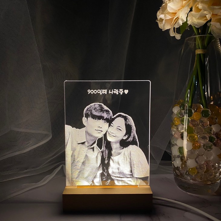 자체제작 아크릴무드등 결혼기념일 커플 부모님선물 led사진 각인조명 취침 센스 얼굴 포토