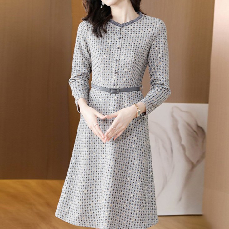 아뗄릭 가을 겨울 하운드 모직 슬림 미디 원피스 01372 아뗄릭 가을 겨울 하운드 모직 슬림 미디 원피스 01372