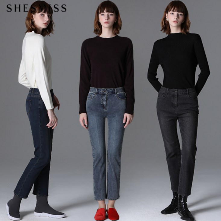 쉬즈미스 워싱 스트레이트 데님 팬츠 택가격 178000원