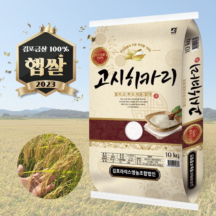23년 김포금쌀 고시히카리 쌀 10kg 최근도정3일이내 당일발송, 1개, 고시히카리 10kg