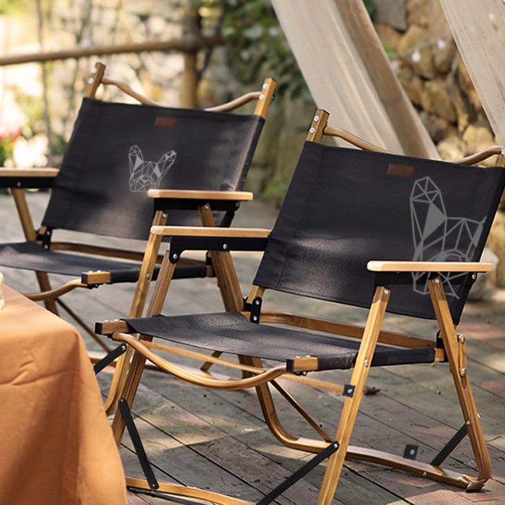 매드독 캠핑 폴딩로우체어 감성 우드 컴팩트 의자, 모던블랙 선택3로고 중앙, 1개