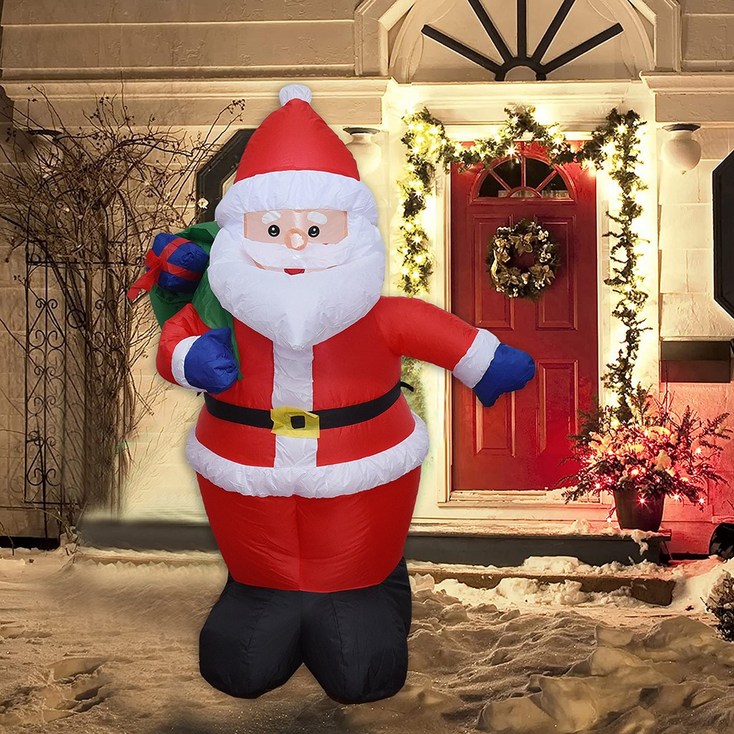 캠아웃도어 120cm 크리스마스 대형 에어 산타 클로스 LED 전구 에어펌프 장식 소품 풍선 - 투데이밈