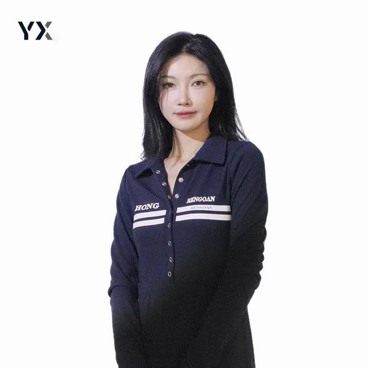 옷깃 드레스 여성 허리 긴 드레스 가을