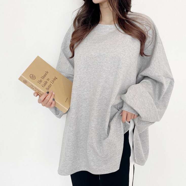 가비진 여성 오버핏 라운드 맨투맨 옆트임 티셔츠 빅사이즈까지 가비진 여성 오버핏 라운드 맨투맨 옆트임 티셔츠 빅사이즈까지