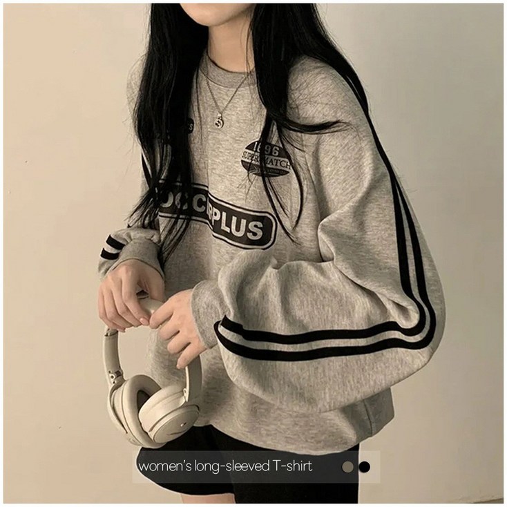 FANSYLI 여성 오버핏 패턴 기모 도톰 맨투맨 박스티 베이직 풀오버 긴팔 티셔츠 트렌디 트레이닝복 상의 아우터 0108JLL3457