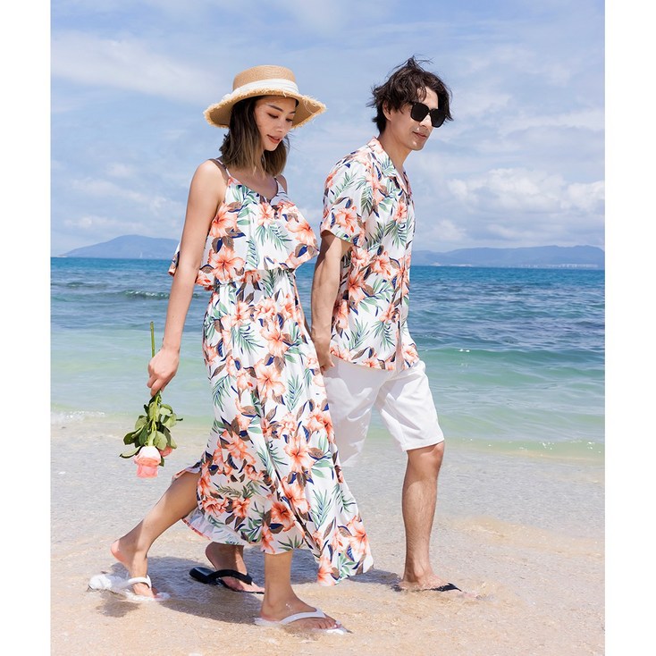 4477 두근비치 신혼여행 커플룩 바캉스 원피스 하와이안 원피스 허니문 커플룩 여름 원피스 휴양지 원피스 여성 여름 원피스 휴양지 커플룩 휴양지룩 해외여행룩 동남아 커플룩