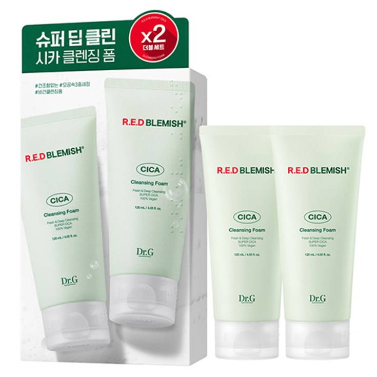 닥터지 레드 블레미쉬 시카 클렌징 폼 더블, 120ml, 2개