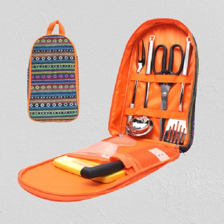 달밤마켓 간편 휴대용 조리도구 백팩킹 취사 커틀러리 수저 가방, 인디언-MCBH01
