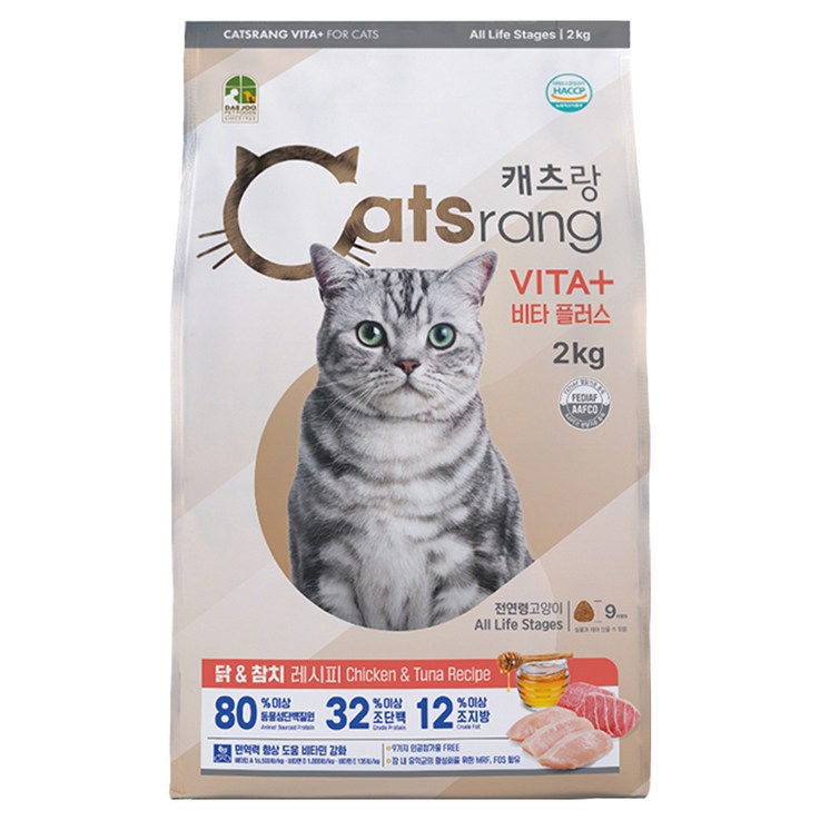 캐츠랑 전연령 고양이 비타플러스 건식사료, 닭참치, 2kg, 1개 캐츠랑 전연령 고양이 비타플러스 건식사료, 닭참치, 2kg, 1개