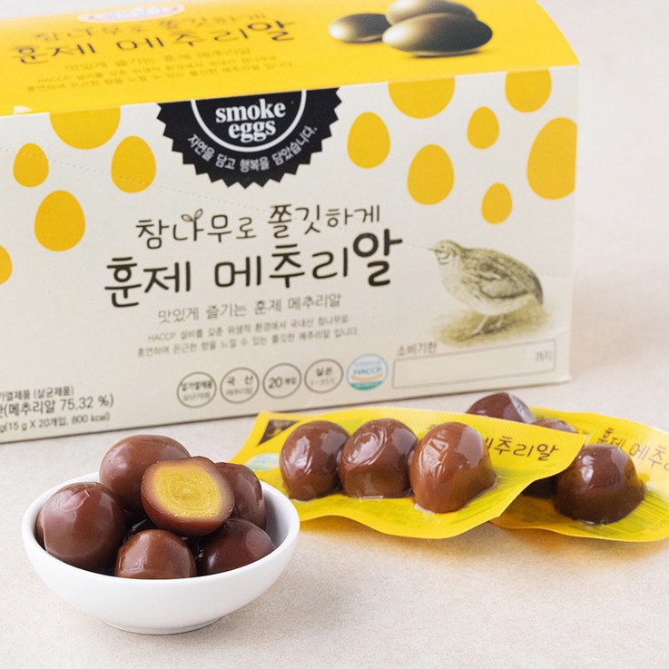 로켓프레시 행복담기 훈제 메추리알, 15g, 20입