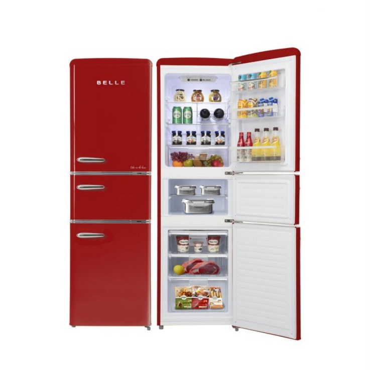 [하이마트 설치]Belle 레트로 글라스 3도어 냉장고 RT25ARD (225L) 7141177293