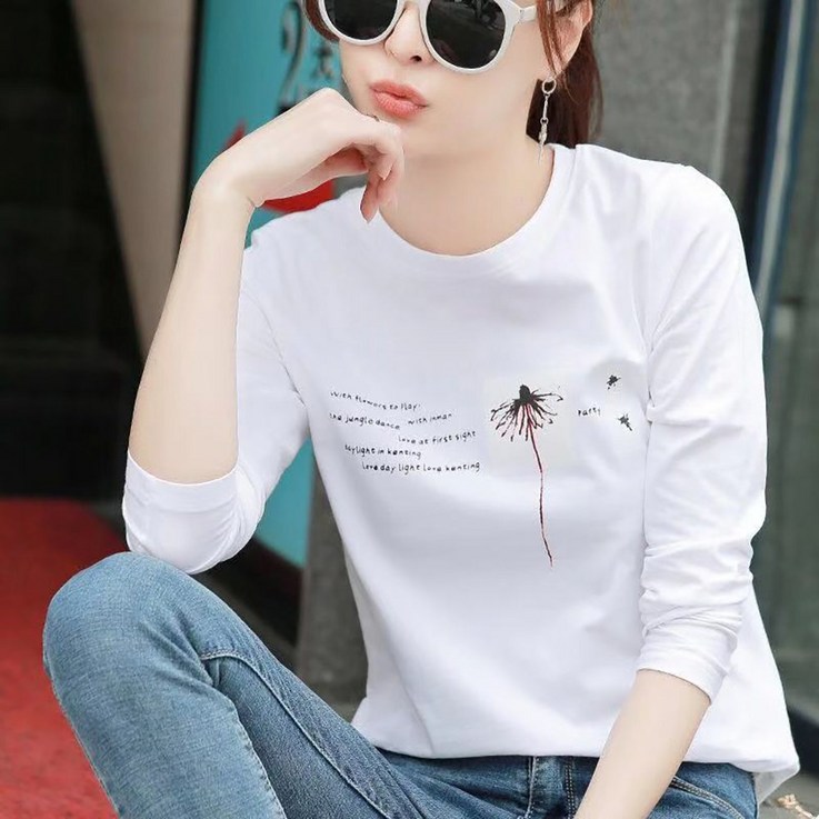 ROYALBELLE 여성 긴팔 티셔츠 봄 가을 내추럴 데일리룩 캐주얼 루즈핏 패션 면티 A0010704 ROYALBELLE 여성 긴팔 티셔츠 봄 가을 내추럴 데일리룩 캐주얼 루즈핏 패션 면티 A0010704