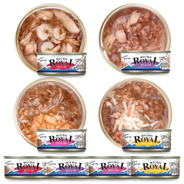 프리미엄 로얄 미쵸 캔 5종 콤보 170g x 24개입 고양이 간식 통조림, 24개, 170g