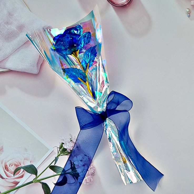 재니야 입학식 꽃다발 홀로그램 장미 쇼핑백 증정 기념일 화이트데이 선물, 일반 블루