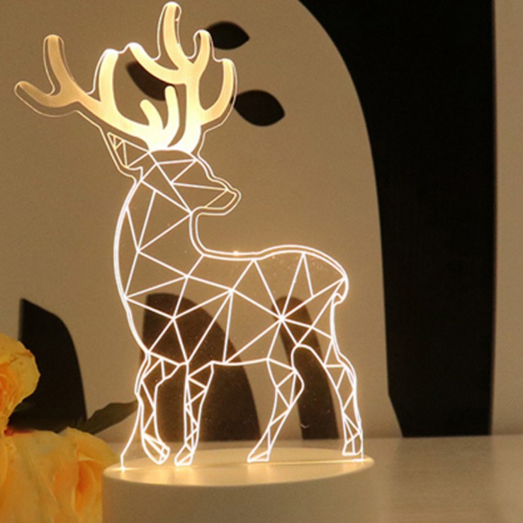쿼르디 LED 아크릴 3D 무드등 USB형, 사슴