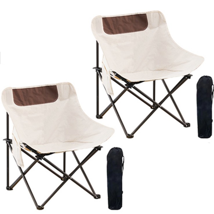 소소 야외 휴대용 원터치 접이식 캠핑 의자, 아이보리