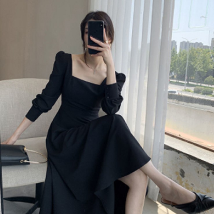 해피리빙 무지무지 스퀘어넥 플레어 롱원피스 해피리빙 무지무지 스퀘어넥 플레어 롱원피스