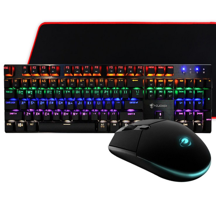지클릭커 기계식 키보드 마우스 세트 With Pad 갈축, GMK510X Special, 혼합색상, 일반형