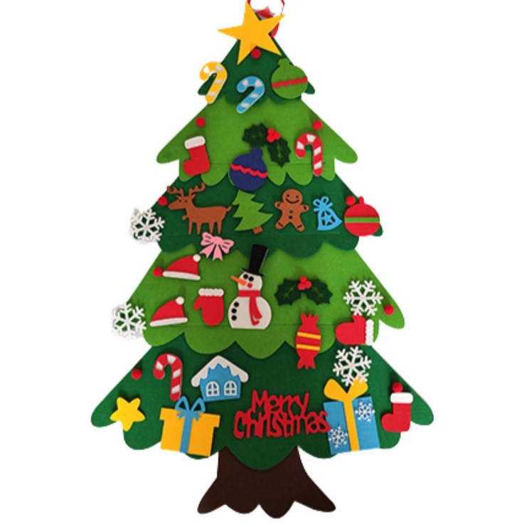 크리스마스트리diy DIY 펠트 크리스마스 트리 나무 만들기 KC인증 - 셀프 부직포 트리 전구 장식 어린이 벽트리