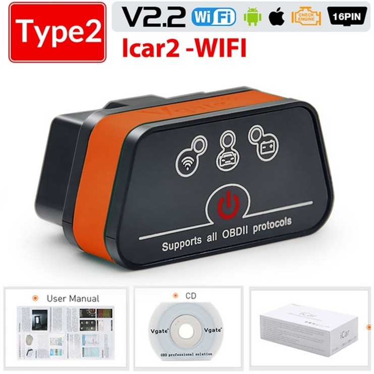 자동차 진단기 스캐너 icar2 obd2 vgate icar pro v2.3 wifibluetooth for iosandroid 자동 obd 코드 리더 진단 도구 무료 배송