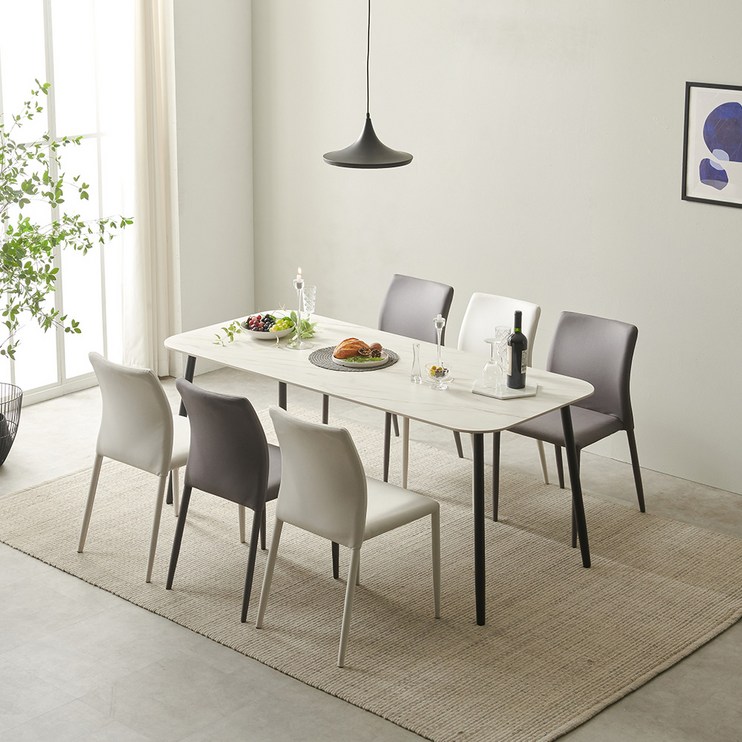 보니애가구 베로나 1800 세라믹 6인 식탁 테이블 + 의자 6p 방문설치 - 에잇폼