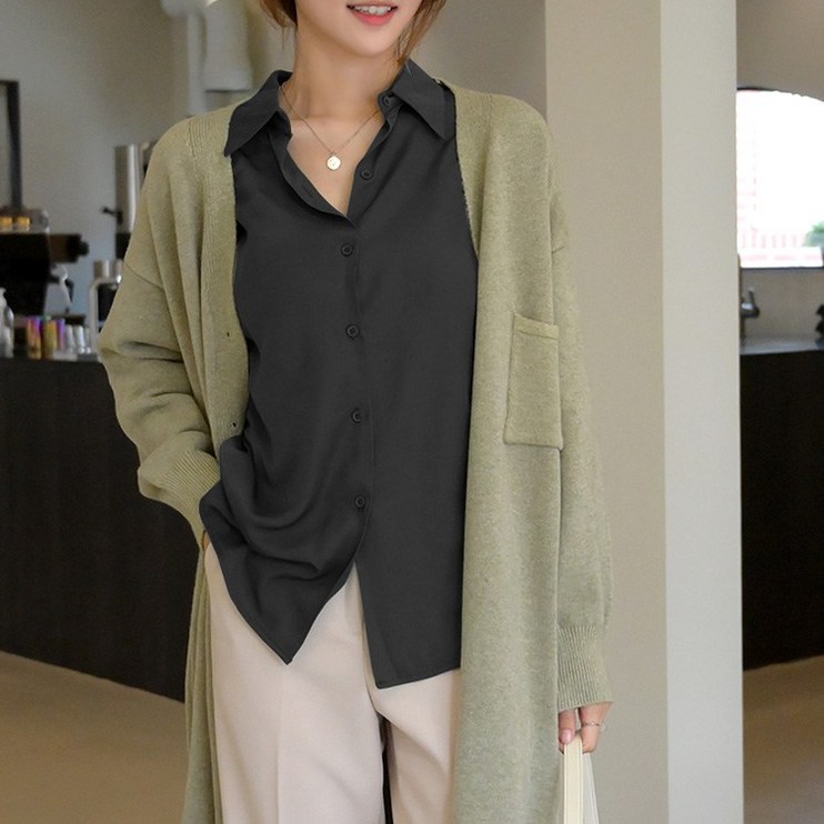 데일리앤 앨리슨 루즈핏 실키 블라우스