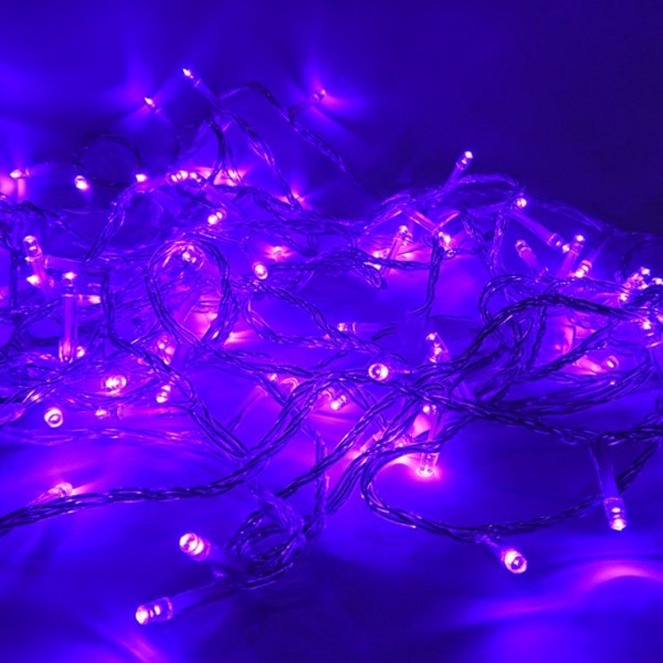 선세이브 LED 은하수전구 100구 투명선+정류기 세트 크리스마스 트리 전구 캠핑 조명 무드등, 보라색 20230725
