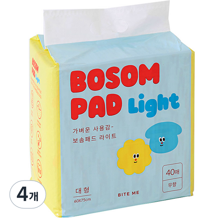 바잇미 보솜 패드 라이트 대형, 40개입, 4개 바잇미 보솜 패드 라이트 대형, 40개입, 4개