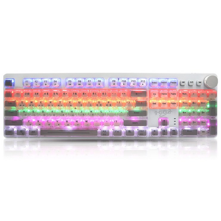 지클릭커 GKK901X 슈퍼히어로 투명 크림 크리스탈 키캡 LED 게이밍 USB 적축 기계식 키보드 지클릭커 GKK901X 슈퍼히어로 투명 크림 크리스탈 키캡 LED 게이밍 USB 적축 기계식 키보드