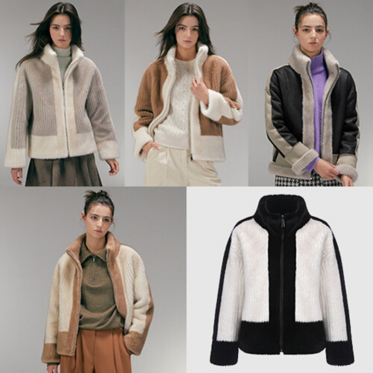 리오벨 23FW NEW FauxFur 리버시블 하이넥 하프코트