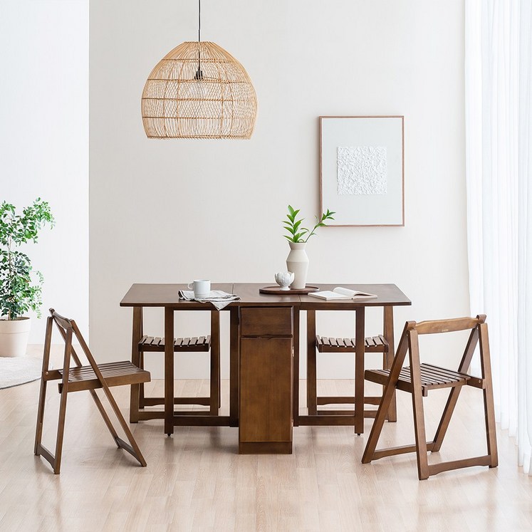 본톤 몰리나 원목 접이식 확장형 4인용 식탁세트