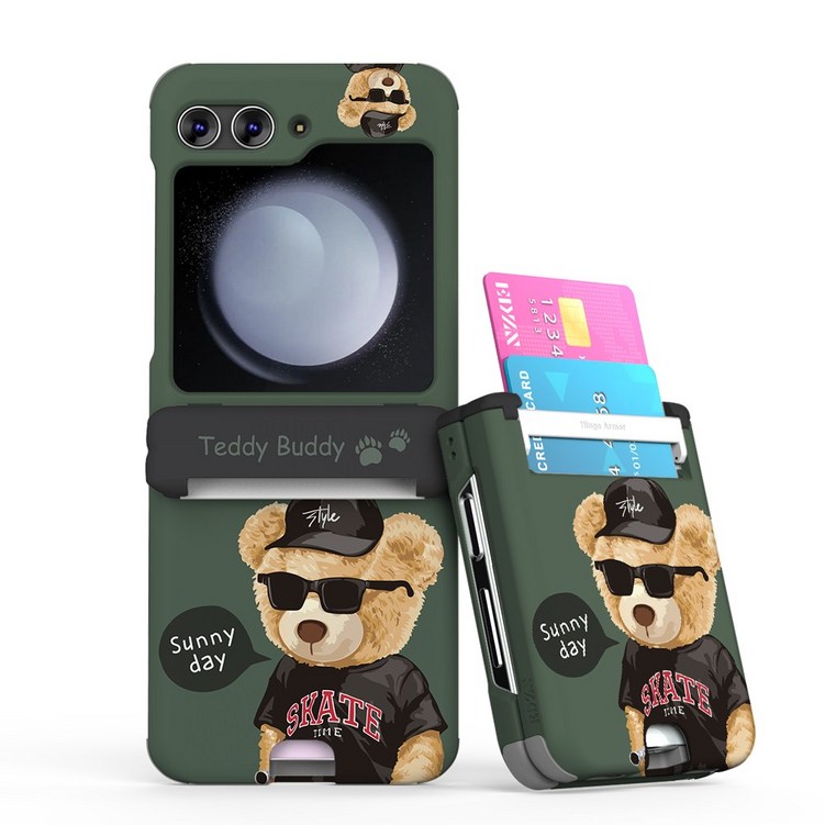 이디즌 갤럭시 Z플립 5 케이스 컬러 테디버디 귀여운 디자인 슬림 카드 2장 수납 힌지보호 충격방지
