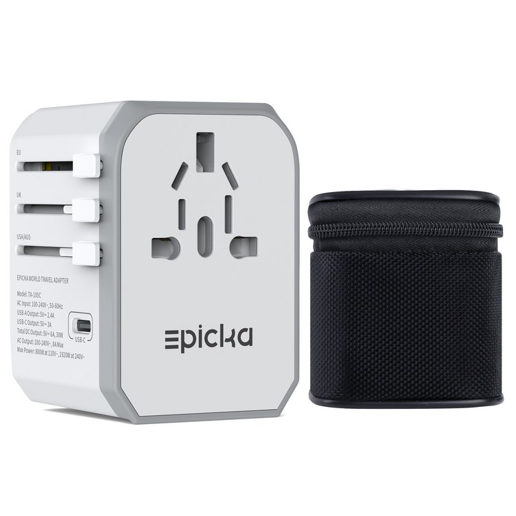 Epicka 해외 여행용 멀티 어댑터 TA105C, 1개 Epicka 해외 여행용 멀티 어댑터 TA105C, 1개