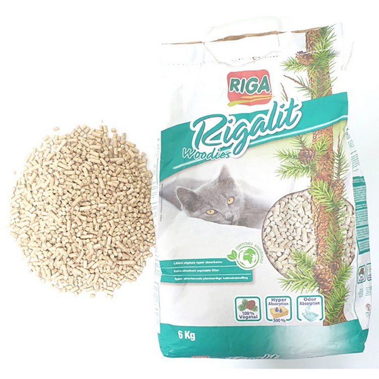 RIGA 고양이 WOODISE 초습식 배변 두부 모래 모레 베딩 배딩 6kg