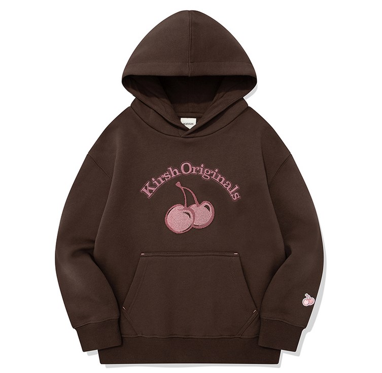키르시 여아용 아치 체리 로고 기모 후드