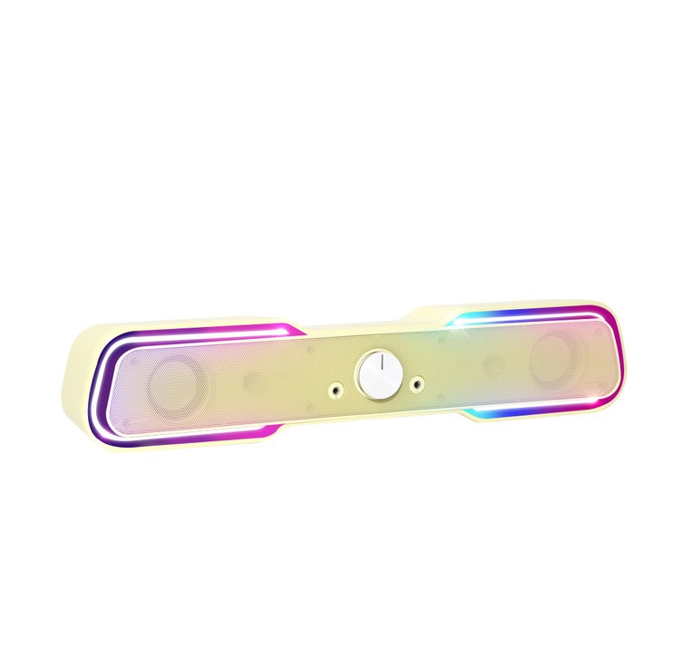 로이체 2채널 멀티미디어 RGB 레인보우 LED 게이밍 사운드바, 레몬옐로우, RSBG5000