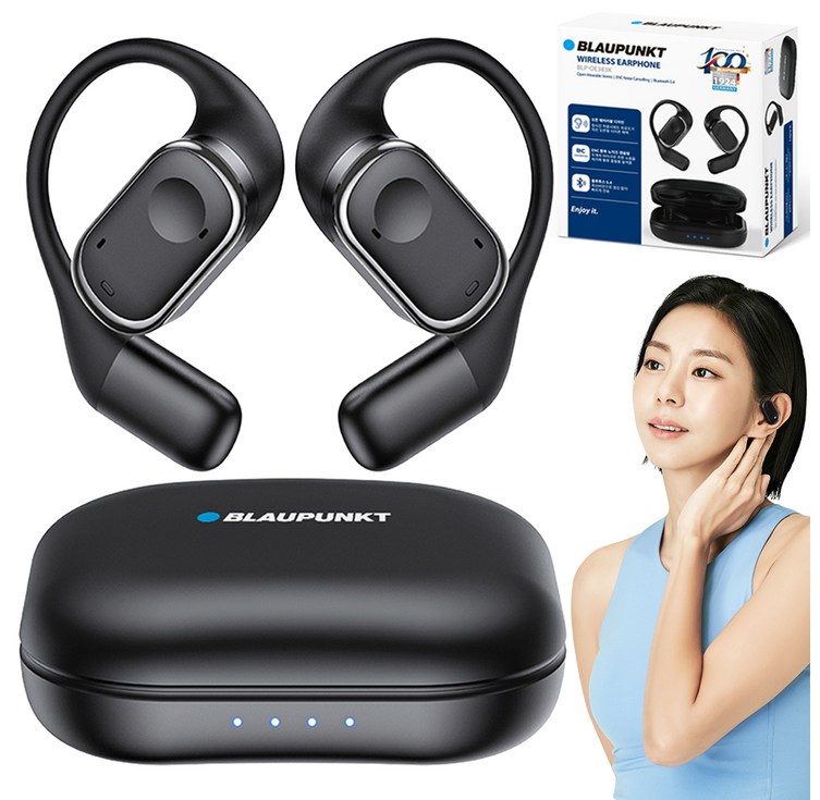 블라우풍트 AAC ENC 노이즈 캔슬링 오픈 귀걸이형 HIFI 5.4 블루투스 이어폰, BLPOE383K, 블랙
