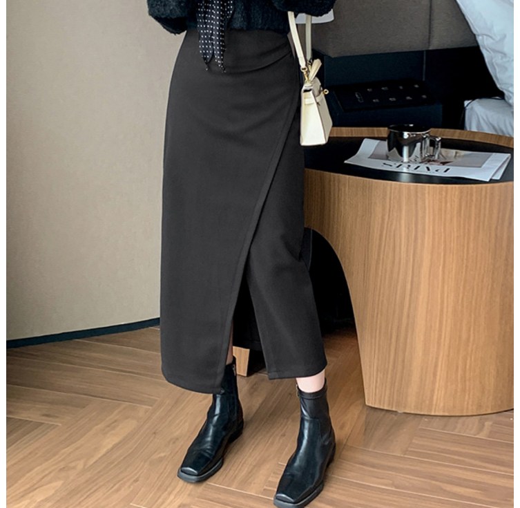 포플러앤씨 여성용 포세린 랩 롱 스커트 P25FSK081104