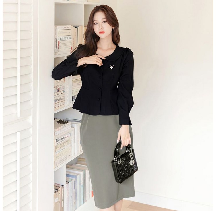 시크라인 프롤라 플랫카라 페플럼 블라우스 빅사이즈오피스룩하객룩