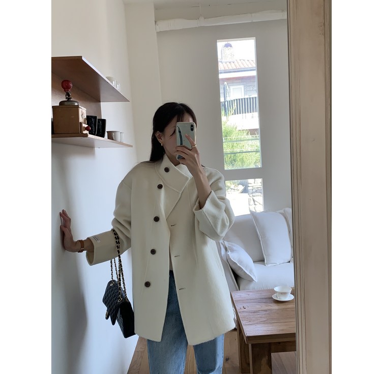 루어스룸 레닉스 하이넥 하프 핸드메이드 벨트 코트