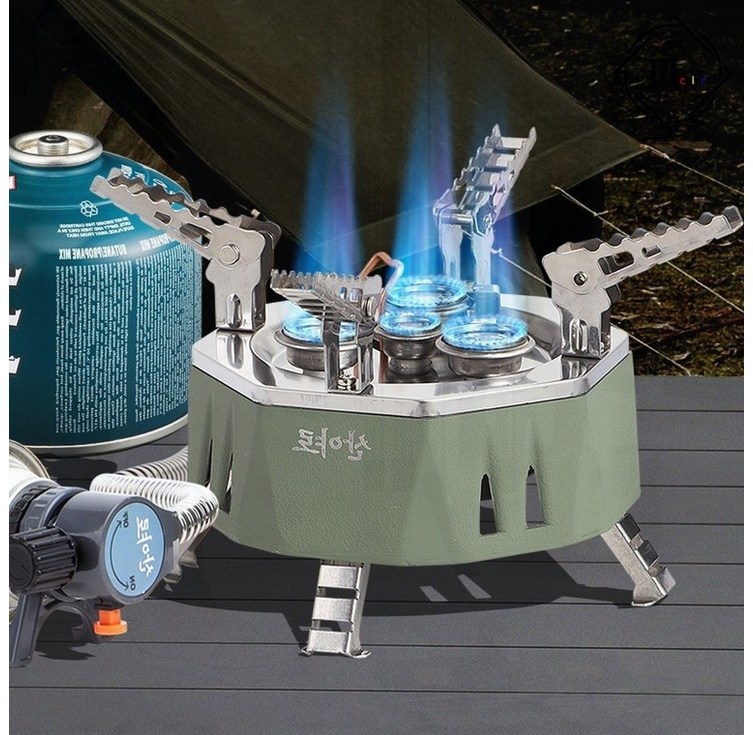 고화력 미니버너 아웃도어 이동식 캠핑 등산 부탄 가스, 1개, 디크리 강염스토브 육각