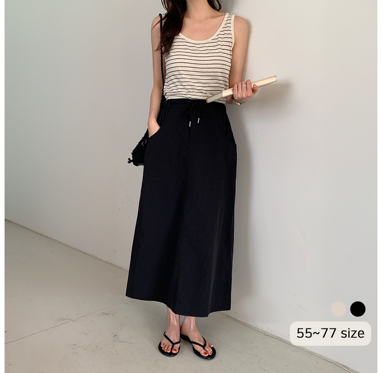 10가트 아노락 나일론 밴딩 롱 스커트 SK038