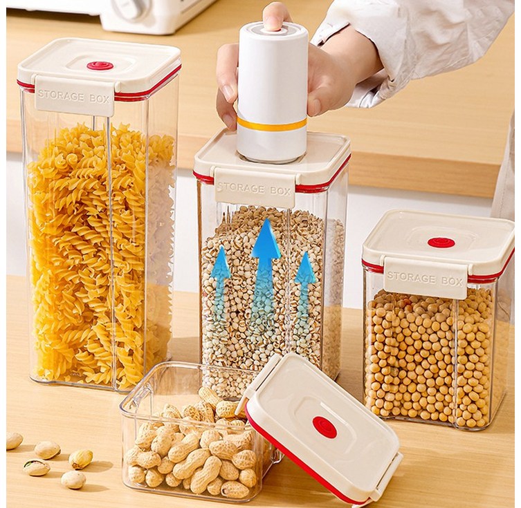 원터치 진공밀폐용기 5종 세트 460ml700ml950ml1300ml1800ml, 전동 에어펌프 포함, 1세트